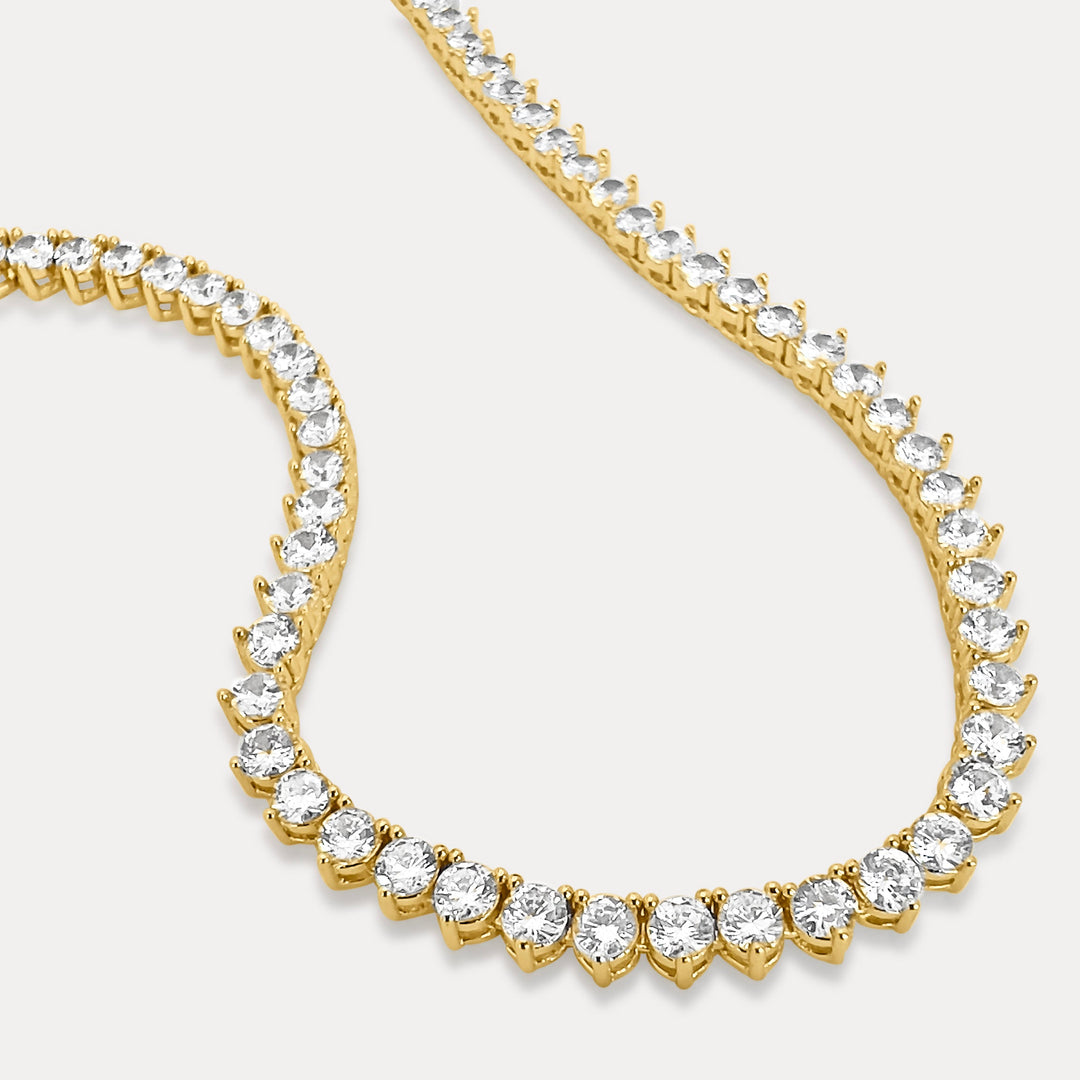 gold zircon luxe tennis necklace 18k gold plated