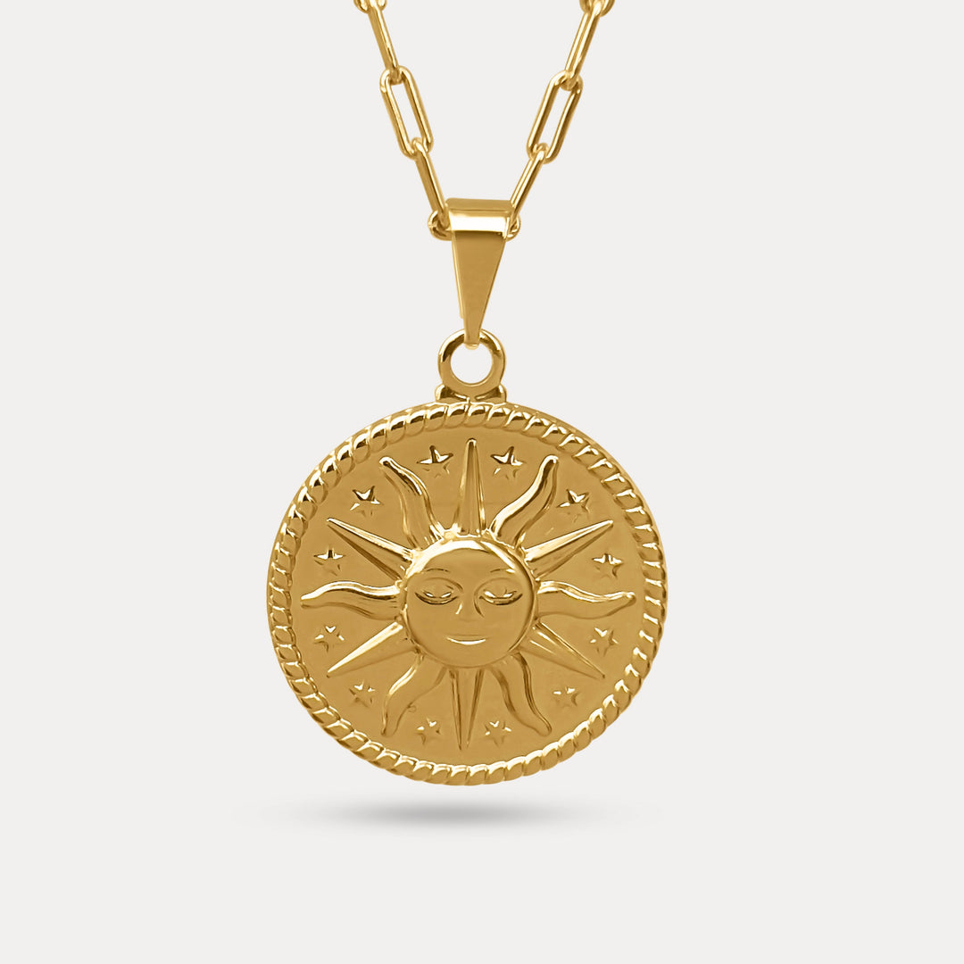 gold sun charm necklace