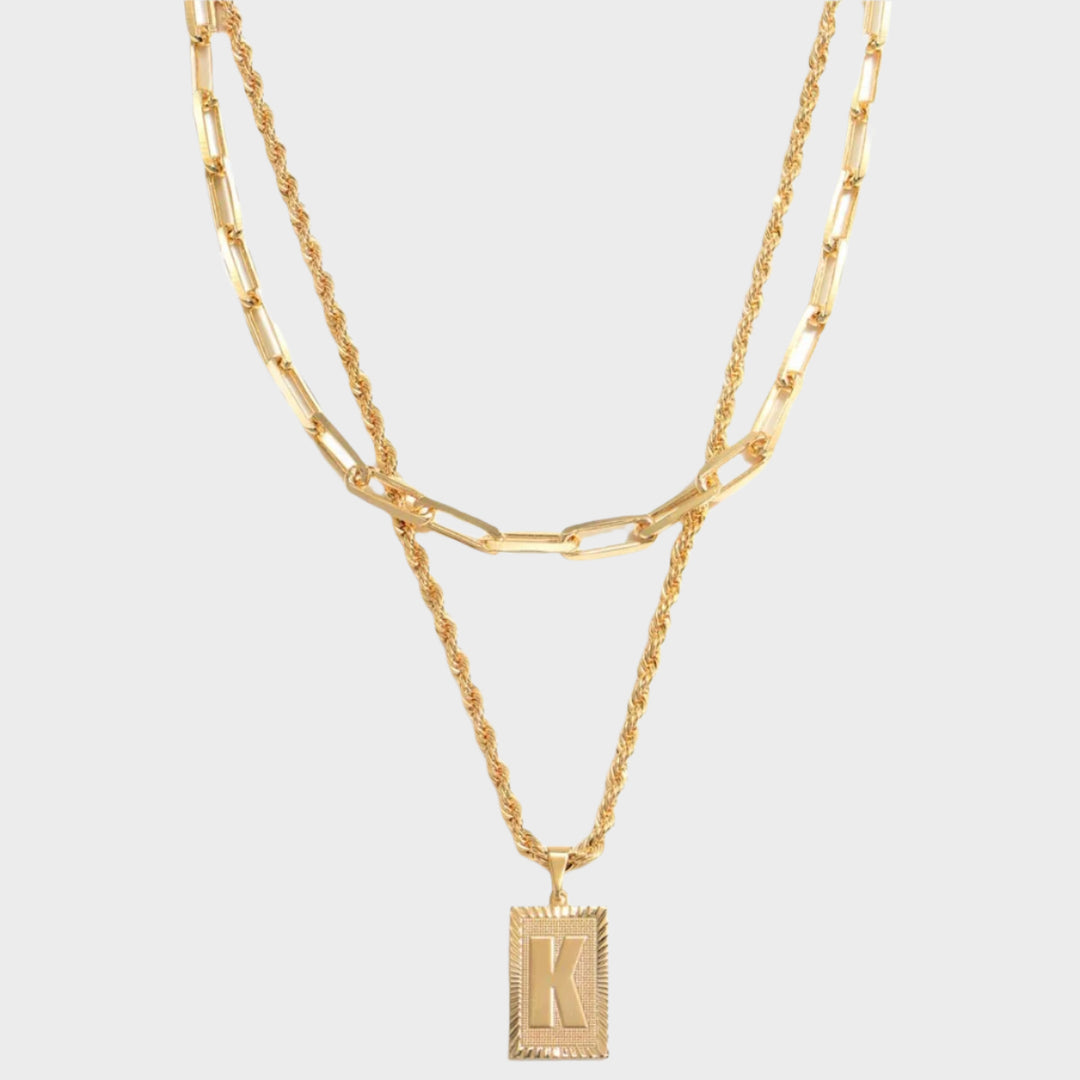 Sara Initial necklace Set - kinitajewelry